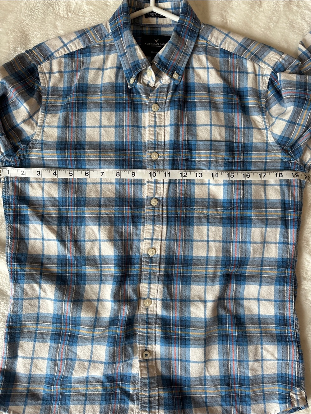 AMERICAN EAGLE Unisex Plaid Button-Down Shirt Sz S Seriously Soft Cotton Country - Picture 13 of 14